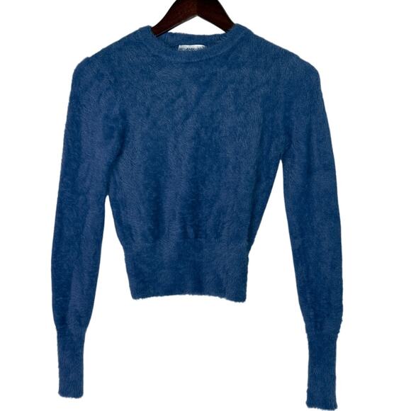 J. Crew Soft Fuzzy Knit Long Sleeve Crew Neck Cropped Sweater S Dark Blue #4084 - Picture 11 of 15